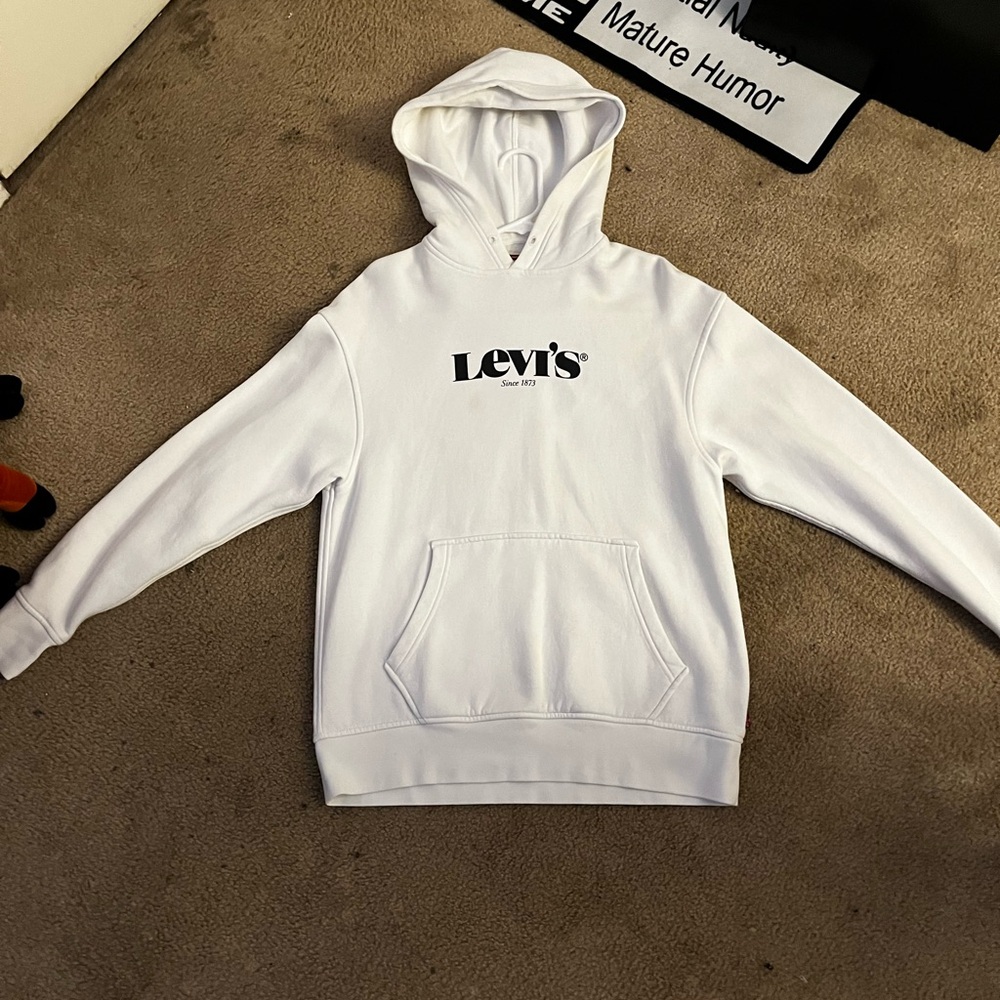 Levis White Hoodie (White) Mens Small